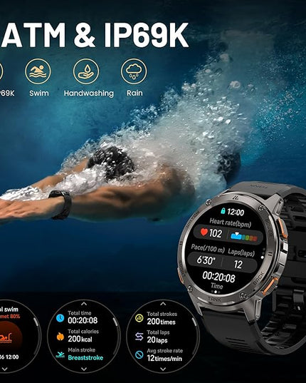 KOSPET Smart Watch for Men, 60 Days Extra-Long Battery, 50M Waterproof for Swimming, Rugged Military Full Metal Body Smartwatch, 1.43” AMOLED Always-On Fitness Watch(Answer/Make Calls) AI Voice