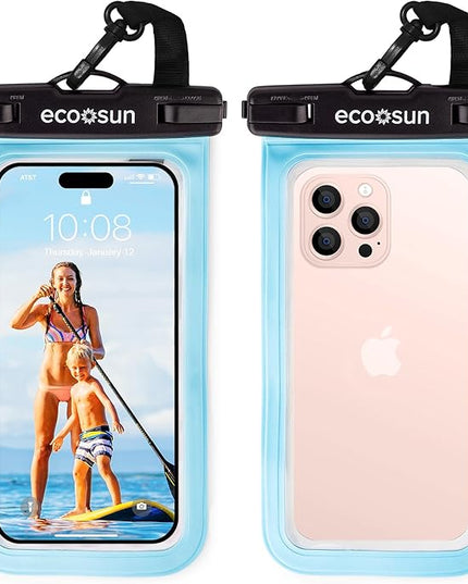 Eco Sun Waterproof Phone Pouch (2-Pack) — Designed in Hawaii — Case Fits All iPhones (incl.16 Pro Max), Samsung Galaxy S24 Ultra & More