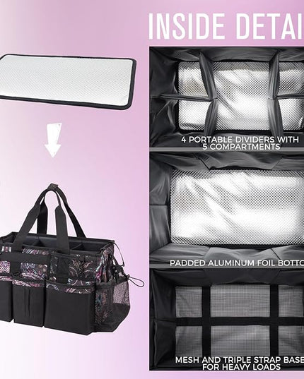 Wearable Cleaning Caddy, Cleaning Caddy Supplies Organizer with Handle & Shoulder Straps for Housekeepers, Under Sink & Car Cleaning Tool Organizers Bag with 4 Foldable Divider (Totem)