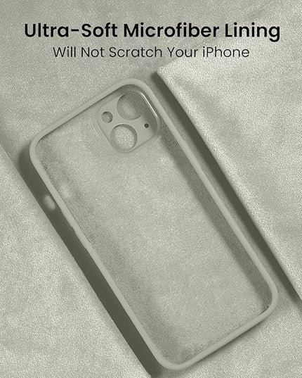 FireNova Designed for iPhone 13 Case, Silicone Upgraded [Camera Protection] Phone Case with [2 Screen Protectors], Soft Anti-Scratch Microfiber Lining Inside, 6.1 inch, Stone