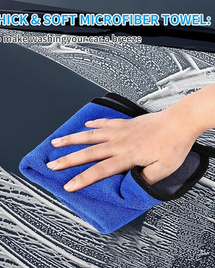 Wontolf 62'' Car Wash Brush With Long Handle - Chenille Microfiber Mop Mitt, Cleaning Kit, Windshield Window Squeegee, Duster, Microfiber Towels, Wheel Tire Brush for Cars, RV, Truck, Boat