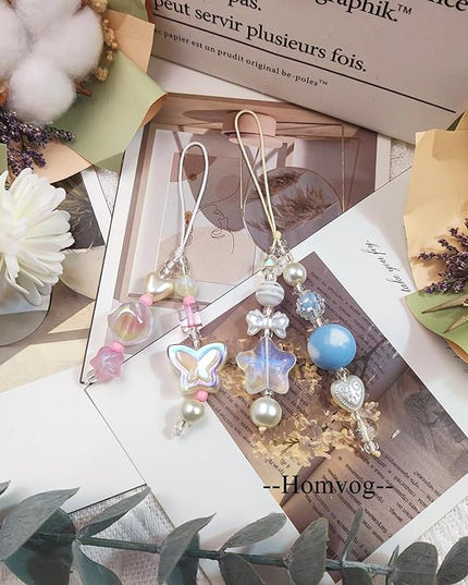 1-4PCS Cute Phone Charms Aesthetic Y2K Cell Phone Charms Strap Strawberry Butterfly Star PhoneCharm Y2K Accessories for Bag Keychain Airpods Camera Pendants Decor
