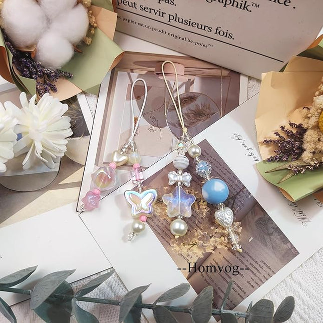 1-4PCS Cute Phone Charms Aesthetic Y2K Cell Phone Charms Strap Strawberry Butterfly Star PhoneCharm Y2K Accessories for Bag Keychain Airpods Camera Pendants Decor