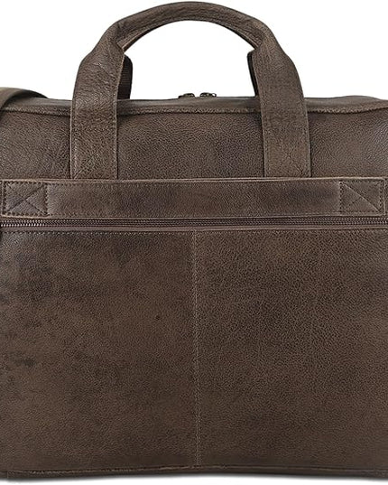 Leather briefcase 18 Inch Laptop Messenger Bags for Men and Women Best Office briefcase Satchel Bag (Grey)