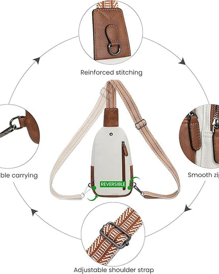 HESHE Sling Bag for Women Anti Theft Small Crossbody Bags Leather Fanny Pack Cross Body Purse for Travel