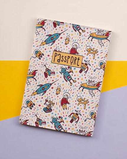Passport Cover for Kids, Women and Men, Cute Travel Passport Holder (Cat Robot Pattern)