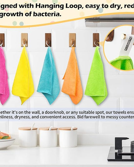 FIXSMITH Microfiber Cleaning Cloth, 20 Pack Cleaning Rags, Cleaning Towels for Housekeeping, Kitchen, Car, Lint-Free, Reusable Shop Towels with 5 Colors (Green/Blue/Yellow/Orange/Pink), 12"X12"