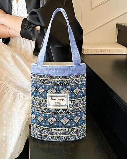 Women Tote Bag,Small Jute Casual Tote's Handbag Embroidered Personalized Bucket Bag,Reusable Grocery Shopping Bags