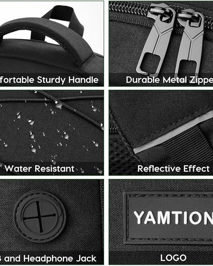 YAMTION 17.3 Inch School Backpack for Men and Women,College Bookbag Teens Laptop Backpack Schoolbag with USB Port for Students Work Business Office