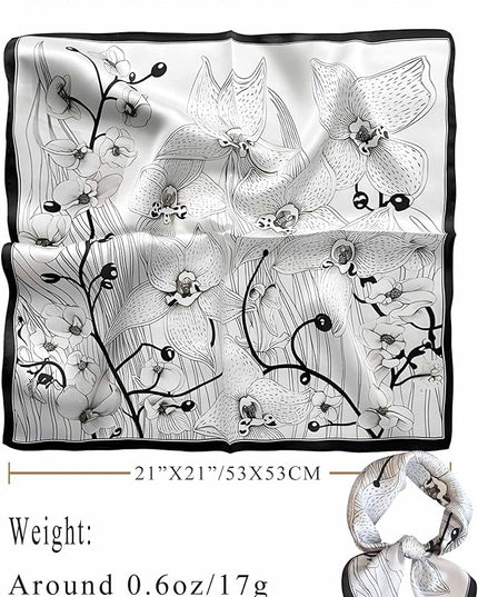 100% Mulberry Silk Scarf for Women Hair Lightweight Square Neckerchief Wrap For Head Scarves 21"