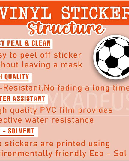 (3Pcs) Soccer Stickers Waterproof Vinyl Soccer Ball Decals for Water Bottle, Tumbler, Laptop, Phone Case, Scrapbooking, Team Players, Coach, 3" x 3"