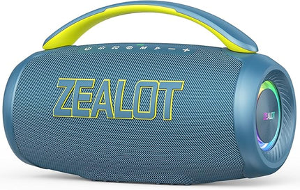 ZEALOT Portable Bluetooth Speaker, 80W Peak Waterproof Loud Booming Sound Speakers, Dual Pairing, XBass, 25H Playtime, Outdoor Speaker with Handle for Camping, Beach, Party, Backyard(Blue)
