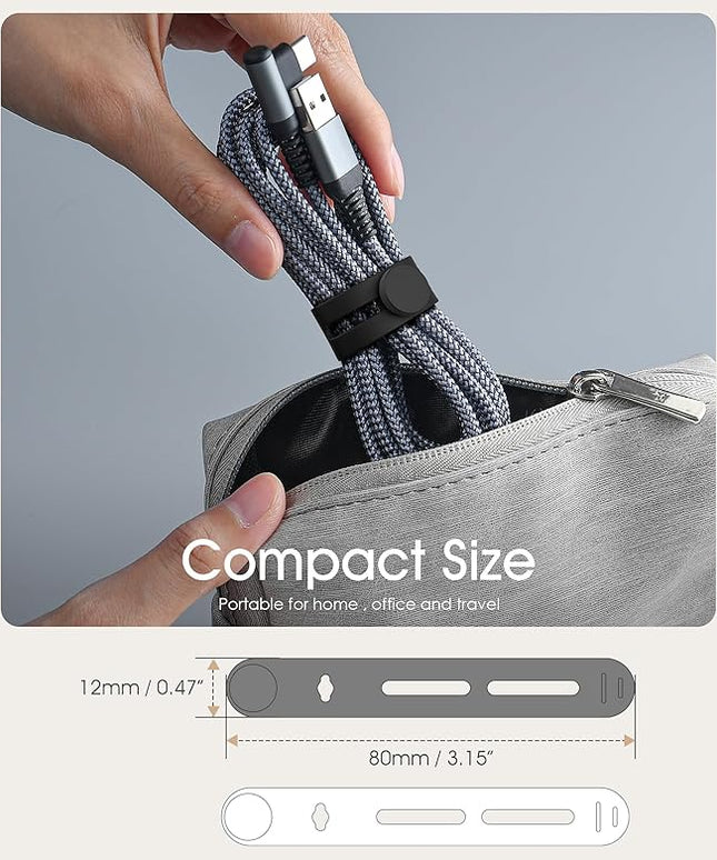 40Pcs Nearockle Reusable Cable Ties, Adjustable Silicone Cord Organizer Small Zip Ties for Charging Cords Earphone Computer Wire, Office Desk Cable Management Travel Accessories(White&Black)