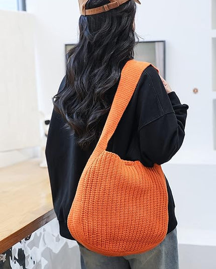 ENBEI Women's Crochet Tote Bag Knit Shoulder bag,Aesthetic Bag,Cute Eco-Friendly Tote for Travel,Daily Use,Gift Box Packaging