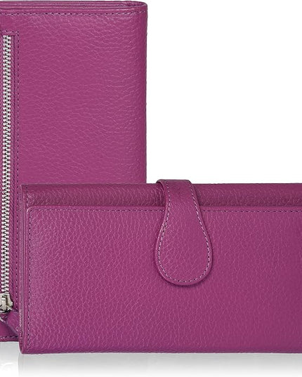 Real Leather Women Wallet Leather with RFID Blocking -Trifold Card Holder Designer Ladies Clutch with ID Window Wallets