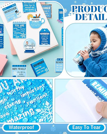300 Pcs Mental Health Stickers Holiday Positive Affirmation Decor Inspirational Motivational Encouraging Care Quote Decals for Laptop Water Bottle Students Teens Adults(Winter)