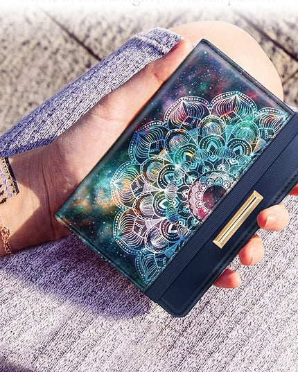 Passport Holder Cover Travel RFID Blocking Passport Cover Rose Gold Cute Flowers Passport Wallet with Elastic Band for Women