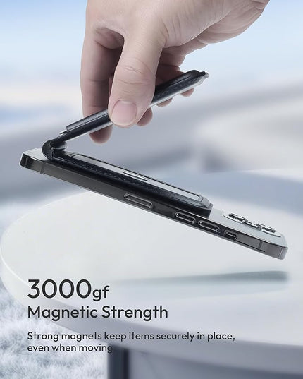 Magnetic Wallet for iPhone, Compatible with MagSafe Adjustable Stand Wallet, RIFD Blocking Leather Magnetic Card Holder for iPhone 17/16/15/14/13/12 Series, Not for iPhone 13/12 Mini(Black)