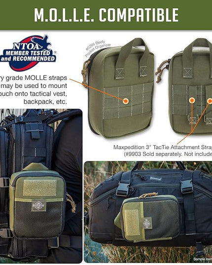 MAXPEDITION Beefy Pocket Organizer, Compact, MOLLE-Compatible, 1000D Nylon Tactical Pouch, Everyday Carry Tool and Gear Storage for Outdoor, Tactical, Survival, 0266