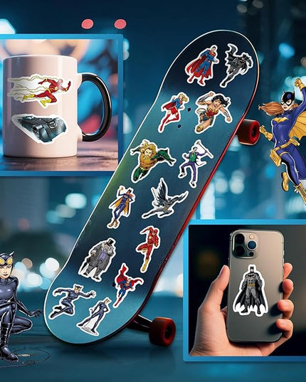 Superhero Stickers for Water Bottles – 50PCS Cartoon Stickers for Kids, Teens, Adults – Waterproof Vinyl Decal Sticker for Laptops, Phones, Skateboards, Scrapbooks, Party Favors, Gifts