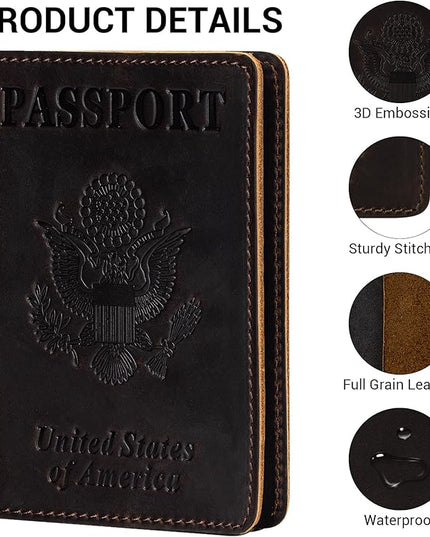 BIAOTIE Premium Leather Passport Holder Covers, Rfid Travel Wallet Passport Document Holder, Travel Essentials Wallet Cover Case for Men and Women (Coffee)