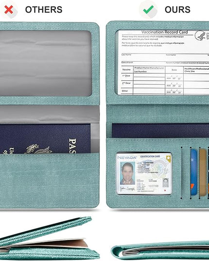 VIDIVICI Unisex 2pk RFID Passport And Vaccine Card Holder Combo,Passport Holder-Black&Light Blue | 2pk, RFID, Passport Holder