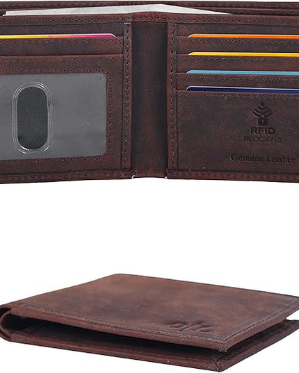 Oak Leathers Slim Leather Wallet for Men - RFID Wallets Credit Card Holder Ultra Thin Gift for Mens, Front Pocket Minimalist Design