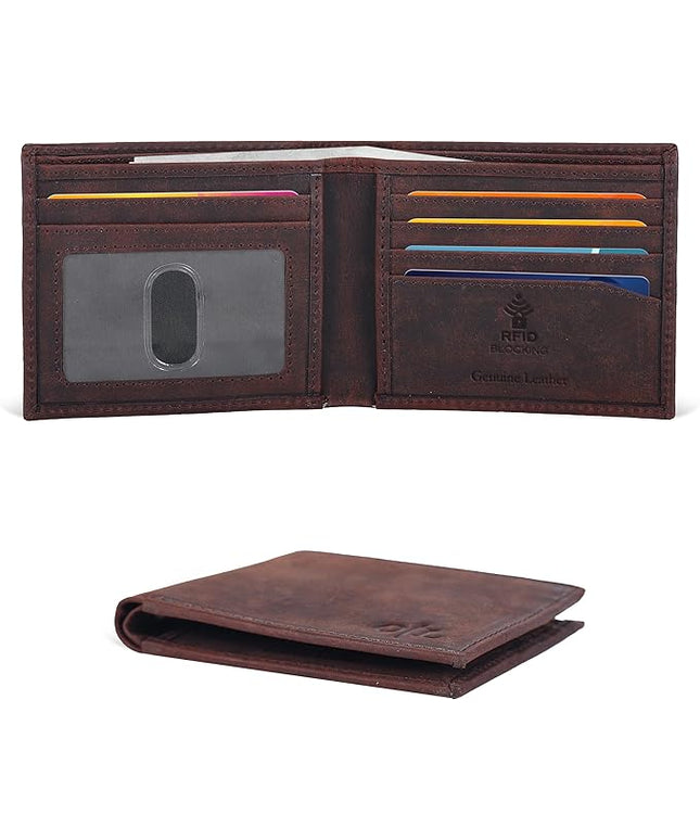 Oak Leathers Slim Leather Wallet for Men - RFID Wallets Credit Card Holder Ultra Thin Gift for Mens, Front Pocket Minimalist Design
