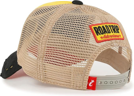 ililily Premium Road Trip Vintage Distressed Snapback Trucker Hat Baseball Cap