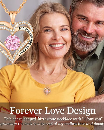 CDE Forever Love Heart Necklaces for Women, Wedding Anniversary, Birthday Mothers Day Christmas Day Gifts for Mom, Mother, Wife, friend, S925 Silver Jewelry with Birthstone Pendant