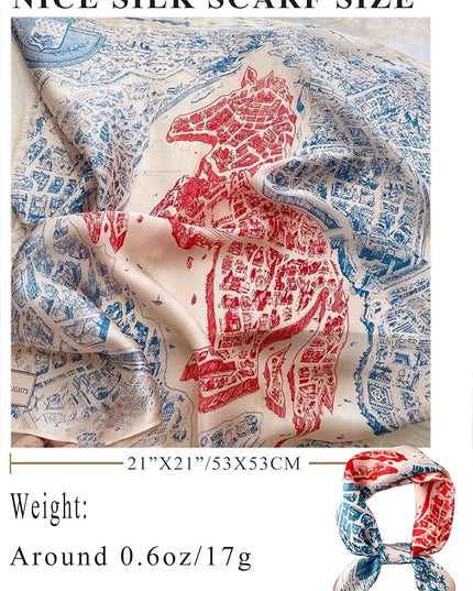 100% Mulberry Silk Scarf for Women Hair Lightweight Square Neckerchief Wrap For Head Scarves 21"