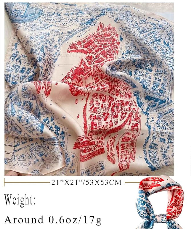 100% Mulberry Silk Scarf for Women Hair Lightweight Square Neckerchief Wrap For Head Scarves 21"