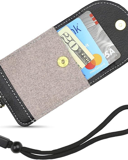 Cell Phone Wallet for Back of Phone with Wrist Strap, Stick On Wallet Credit Card ID Holder with RFID Protection Compatible with iPhone, Galaxy & Most Smartphones and Cases