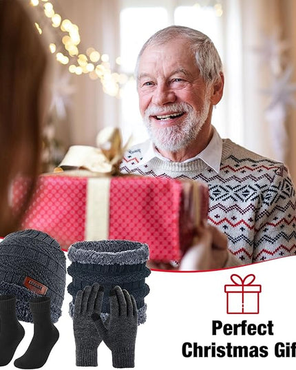 Sureio 60 Pcs Homeless Beanies Hat Scarf Glove Set Bulk Winter Knitted Beanies Gloves Scarf Socks for Homeless Care Package
