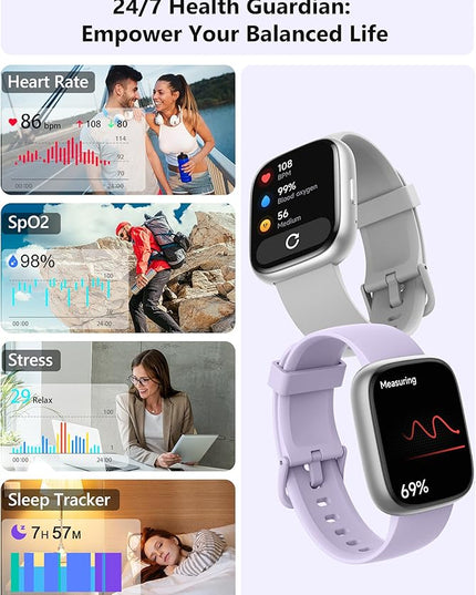 Smart Watch for Women Men Android & iPhone [2 Bands, 44mm case], Alexa Built-in, 1.83'' Smartwatch Make/Answer Call, HR SpO2 Sleep Stress Monitor Fitness Tracker, IP68 Waterproof Step Counter Watch