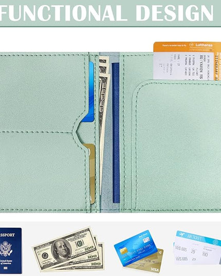 COSHAYSOO Initial Passport Cover Luggage Tag Set Letter Passport Holder Airplane Cruise Travel Essentials Vacation Traveling Accessories Personalized Gifts for Women Teen College Girls Teal M