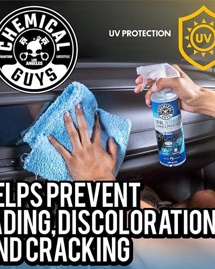 Chemical Guys Total Interior Cleaner & Protectant Interior Cleaner, Cleans & Protects Leather, Vinyl, Plastic, Rubber, Glass with a Streak-Free Finish — Cars, Trucks, SUVs, RVs, 16 oz