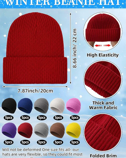 Chicingyou Winter Hats and Gloves Beanies Set Bulk Adults Women Men Unisex Knit Beanie Thermal Gloves for Homeless Gifts