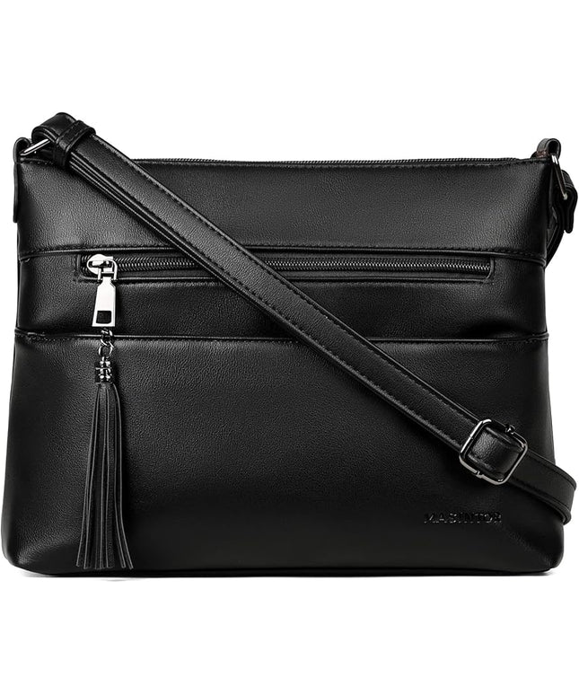 MASINTOR Crossbody Bags for Women, Lightweight Medium Crossbody Purse, Soft Leather Women's Shoulder Handbags with Tassel