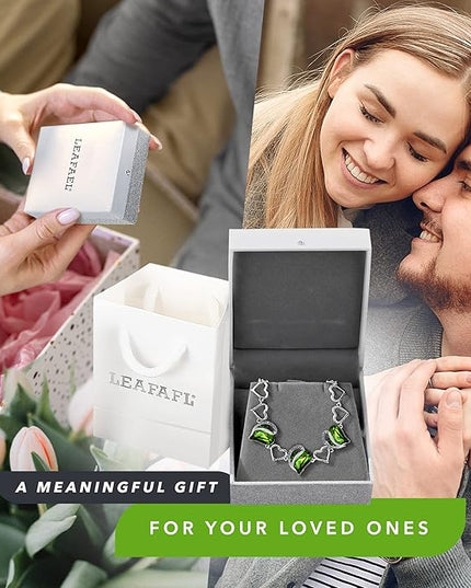 Leafael Infinity Love Heart Link Bracelets, Birthstone or Healing Stone Crystal Bracelet for Women, Silver Tone Jewelry Gifts for Her, 7-inch Chain and 2-inch Extender