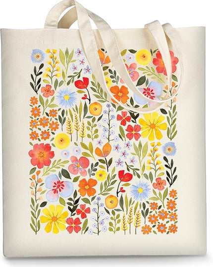 AUSVKAI Canvas Tote Bag for Women, Aesthetic Cute Grocery Grocery Reusable Cotton Gift Bag for Shooping Beach Trendy Gifts