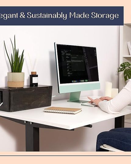 Large Cable Management Box - Cable Organizer Box and Power Strip Box for Electrical Cord Management - Hide Desk Cord and Floor Cables - Wire Storage and Organization for Cords