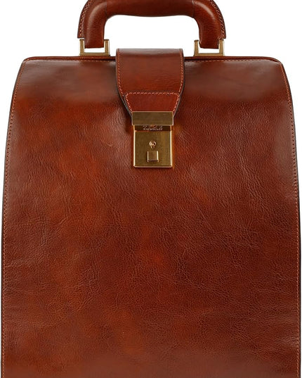 Time Resistance Leather Backpack for Men and Women - Business Rucksack Laptop Bag (Cognac Brown)