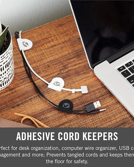 VELCRO Brand Cable Clips | 30 Pack Nylon Cord Keeper with Adhesive | Removable Cord Holder for Desk, Wall or Nightstand Cable Management | Black and White