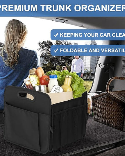 Trunk Organizer, Collapsible Waterproof Multi-Functional car Trunk Grocery Organizer Storage for SUVs & Sedans, Car Accessories for Women/Men, 3 Compartments