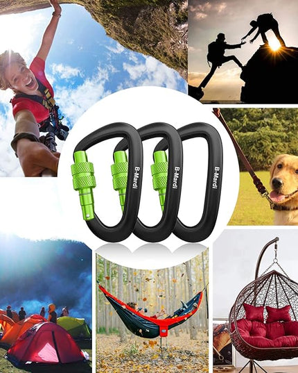 Carabiner Clips Heavy Duty 12kN (2697 lbs)-Lightweight Locking Carabiners for Camping, Hiking, Hammock, Dog Leash Harness, Outdoor and Gym etc, Keychains& Utility