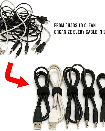 130 PCS 6 Inch Reusable Cable Ties Adjustable Cord Straps, Hook & Loop Wire Organizer for Home, Office & Electronics Cable Management