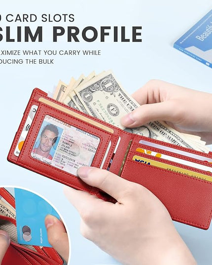 Zitahli Mens-Wallet-Slim-Leather-RFID Blocking Wallet for Men Minimalist Bifold Credit Card Holder with Gift Box