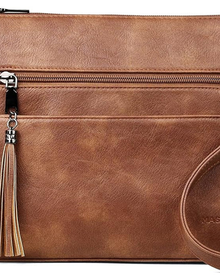 MASINTOR Crossbody Bags for Women, Lightweight Medium Crossbody Purse, Soft Leather Women's Shoulder Handbags with Tassel