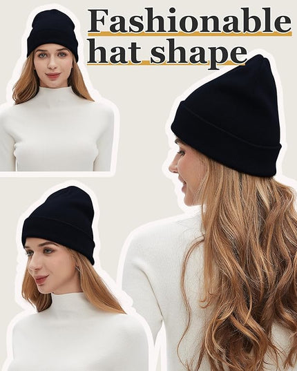 100% Cotton Beanies for Men Women Cotton Hats Soft Warm Unisex Cuffed Plain Skull Hat Autumn Winter Slouchy Knitted Cap